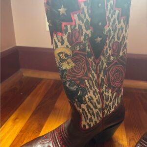 Leopard and Rose Embellished Western Boots